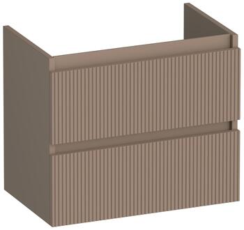 Brauer Joy Wavy - Onderkast Ondiep - 60 cm - met 2 Softclose Lades Greeploos en 1 Sifon Uitsparing - Mat Mokka