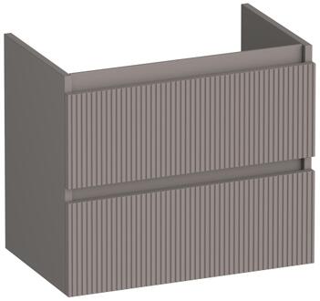 Brauer Joy Wavy - Onderkast Ondiep - 60 cm - met 2 Softclose Lades Greeploos en 1 Sifon Uitsparing - Mat Taupe