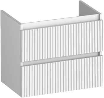 Brauer Joy Wavy - Onderkast Ondiep - 60 cm - met 2 Softclose Lades Greeploos en 1 Sifon Uitsparing - Mat Wit