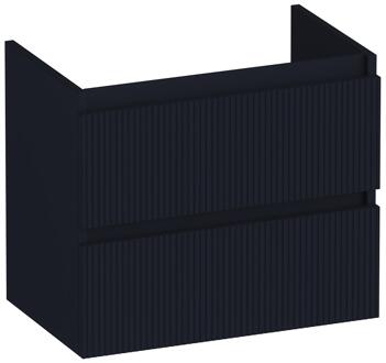 Brauer Joy Wavy - Onderkast Ondiep - 60 cm - met 2 Softclose Lades Greeploos en 1 Sifon Uitsparing - Mat Zwart