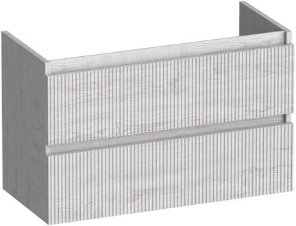 Brauer Joy Wavy - Onderkast Ondiep - 80 cm - met 2 Softclose Lades Greeploos en 1 Sifon Uitsparing - Forest Seashell