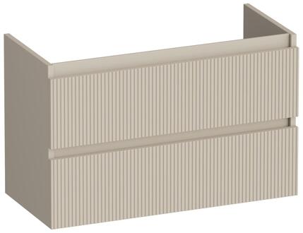 Brauer Joy Wavy - Onderkast Ondiep - 80 cm - met 2 Softclose Lades Greeploos en 1 Sifon Uitsparing - Mat Beige