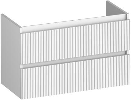 Brauer Joy Wavy - Onderkast Ondiep - 80 cm - met 2 Softclose Lades Greeploos en 1 Sifon Uitsparing - Mat Wit