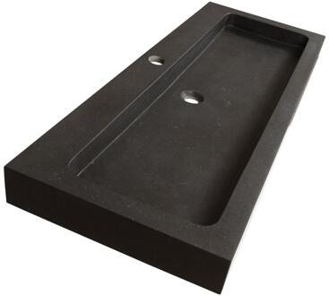 Brauer Lava Wastafel - 120 cm - met 1 Spoelbak en 1 Kraangat - Natuursteen Basalt Antraciet
