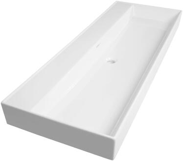 Brauer Lunar Wastafel - 120 cm - met 1 Spoelbak en 0 Kraangaten - Keramiek Hoogglans Wit