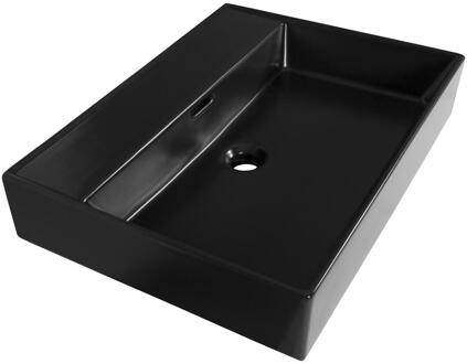 Brauer Lunar Wastafel - 60 cm - met 1 Spoelbak en 0 Kraangaten - Keramiek Mat Zwart
