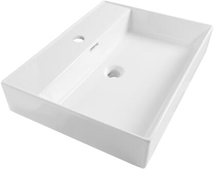 Brauer Lunar Wastafel - 60 cm - met 1 Spoelbak en 1 Kraangat - Keramiek Hoogglans Wit