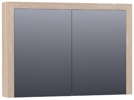 Brauer Massief eiken Spiegelkast - 100x70x15cm - 2 links/rechtsdraaiende spiegeldeuren - Hout white oak 70481WOG White Oak Geborsteld (Hout)