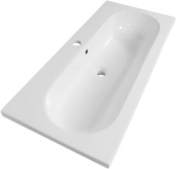 Brauer Moon Wastafel - 100 cm - met 1 Spoelbak en 1 Kraangat - Keramiek Hoogglans Wit