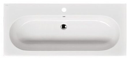 Brauer Moon wastafel - 100x46x10cm - 1 wasbak - 1 kraangat - keramiek - glans wit WT-MO1001HW Wit hoogglans