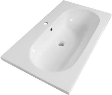 Brauer Moon Wastafel - 80 cm - met 1 Spoelbak en 1 Kraangat - Keramiek Hoogglans Wit