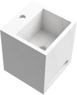 Brauer Nova Vrijhangende Fontein - 25 cm - met 1 Kraangat - Inclusief Blinde Ophanging - Marmerlook - Calacatta Gold