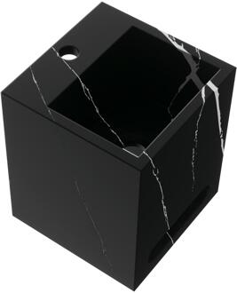 Brauer Nova Vrijhangende Fontein - 25 cm - met 1 Kraangat - Inclusief Blinde Ophanging - Marmerlook - Nero Marquina