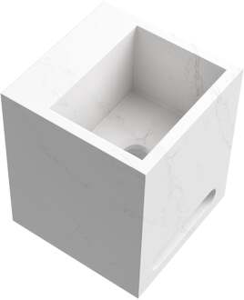 Brauer Nova Vrijhangende Fontein - 25 cm - Zonder Kraangat - Inclusief Blinde Ophanging - Marmerlook - Calacatta Gold