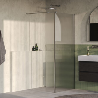 Brauer Oblivion Flow inloopdouche helder ribbelglas 100x200 met zijwand 30 incl. glascoating Geborsteld RVS PVD