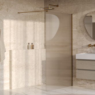 Brauer Oblivion Flow inloopdouche helder ribbelglas 120x200 incl. glascoating Geborsteld Goud PVD