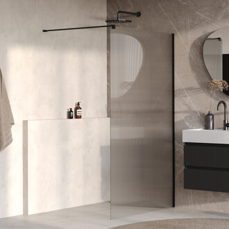 Brauer Oblivion Flow inloopdouche helder ribbelglas 120x200 incl. glascoating Mat Zwart