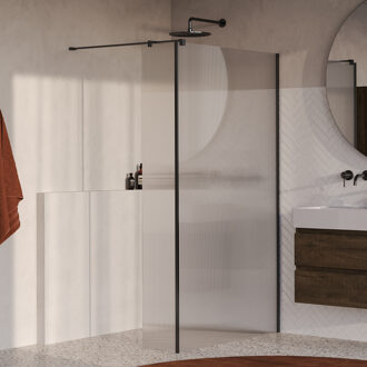 Brauer Oblivion Flow inloopdouche helder ribbelglas 120x200 met zijwand 30 incl. glascoating Geborsteld Koper PVD