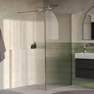 Brauer Oblivion Flow inloopdouche helder ribbelglas 120x200 met zijwand 30 incl. glascoating Geborsteld RVS PVD