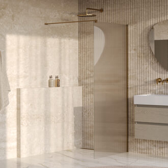Brauer Oblivion Flow inloopdouche helder ribbelglas 90x200 incl. glascoating Geborsteld Goud PVD