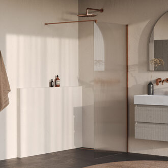 Brauer Oblivion Flow inloopdouche helder ribbelglas 90x200 incl. glascoating Geborsteld Koper PVD