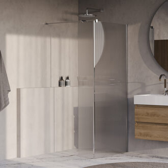 Brauer Oblivion Flow inloopdouche helder ribbelglas 90x200 met zijwand 30 incl. glascoating chroom