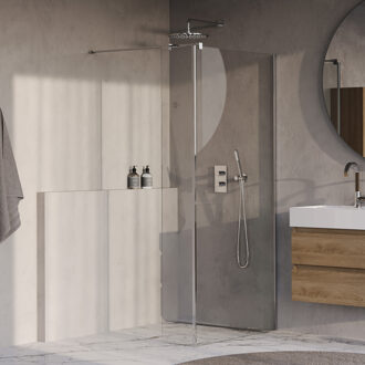 Brauer Oblivion Inloopdouche - 100x200cm - 30cm zijwand - glascoating - helder glas - Chroom GS-OBI2H10030200CE