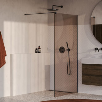 Brauer Oblivion Inloopdouche - 100x200cm - glascoating - brons glas - geborsteld gunmetal PVD GS-OBI1B100200GM Gunmetal geborsteld (antraciet)