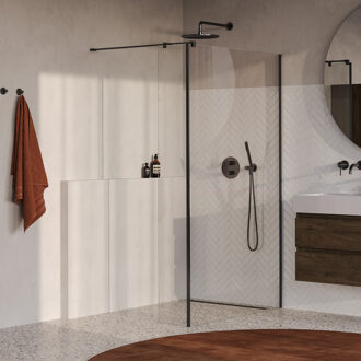 Brauer Oblivion Inloopdouche - 110x200cm - 30cm zijwand - glascoating - helder glas - geborsteld gunmetal PVD GS-OBI2H11030200GM Gunmetal geborsteld (antraciet)