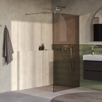 Brauer Oblivion Inloopdouche - 120x200cm - glascoating - brons glas - Geborsteld RVS PVD GS-OBI1B120200NG RVS geborsteld