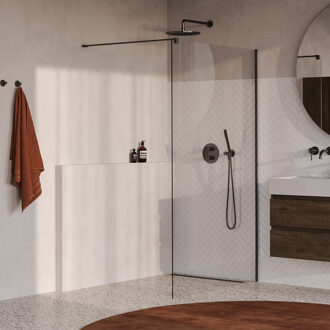 Brauer Oblivion Inloopdouche - 120x200cm - glascoating - helder glas - geborsteld gunmetal PVD GS-OBI1H120200GM Gunmetal geborsteld (antraciet)