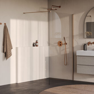 Brauer Oblivion Inloopdouche - 120x200cm - glascoating - helder glas - geborsteld koper PVD GS-OBI1H120200GK Koper geborsteld