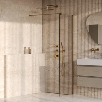 Brauer Oblivion Inloopdouche - 60x200cm - glascoating - helder glas - geborsteld goud PVD GS-OBI1H60200GG Goud geborsteld