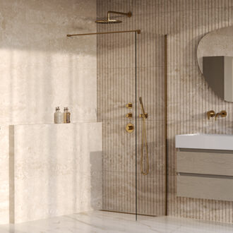 Brauer Oblivion Inloopdouche - 60x200cm - glascoating - helder glas - geborsteld goud PVD GS-OBI1H60200GG Goud geborsteld