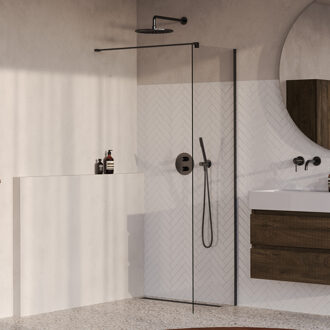 Brauer Oblivion Inloopdouche - 60x200cm - glascoating - helder glas - geborsteld gunmetal PVD GS-OBI1H60200GM Gunmetal geborsteld (antraciet)