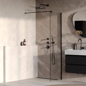 Brauer Oblivion Inloopdouche - 60x200cm - glascoating - helder glas - mat zwart GS-OBI1H60200MZ Zwart mat