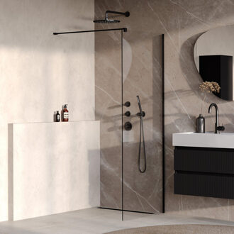 Brauer Oblivion Inloopdouche - 70x200cm - glascoating - helder glas - mat zwart GS-OBI1H70200MZ Zwart mat