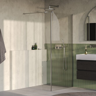 Brauer Oblivion Inloopdouche - 90x200cm - 40cm zijwand - glascoating - helder glas - Geborsteld RVS PVD GS-OBI2H9040200NG RVS geborsteld