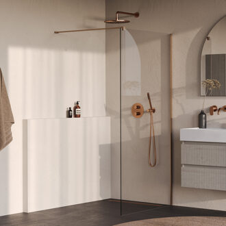 Brauer Oblivion Inloopdouche - 90x200cm - glascoating - helder glas - geborsteld koper PVD GS-OBI1H90200GK Koper geborsteld