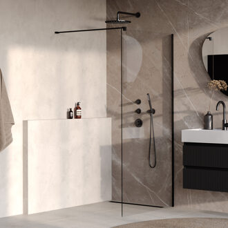 Brauer Oblivion Inloopdouche - 90x200cm - glascoating - helder glas - mat zwart GS-OBI1H90200MZ Zwart mat