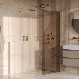 Brauer Oblivion inloopdouche brons glas 100x200 incl. glascoating PVD goud geborsteld