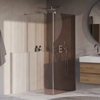 Brauer Oblivion inloopdouche brons glas 100x200 met zijwand 30 incl. glascoating chroom