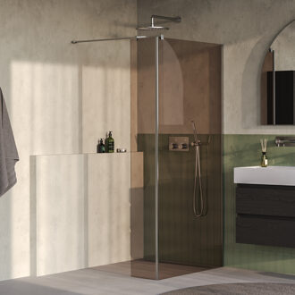 Brauer Oblivion inloopdouche brons glas 100x200 met zijwand 30 incl. glascoating PVD RVS-kleurig geborsteld