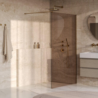 Brauer Oblivion inloopdouche brons glas 120x200 incl. glascoating PVD goud geborsteld