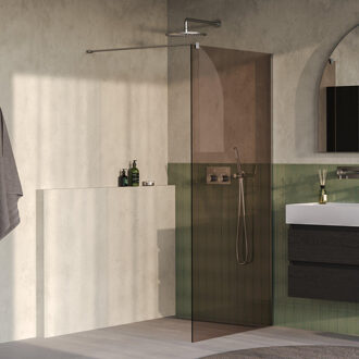 Brauer Oblivion inloopdouche brons glas 90x200 incl. glascoating PVD RVS-kleurig geborsteld