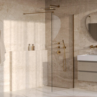 Brauer Oblivion inloopdouche helder glas 100x200 incl. glascoating PVD goud geborsteld