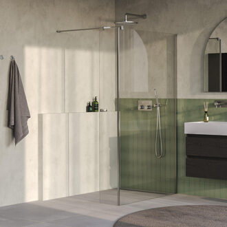 Brauer Oblivion inloopdouche helder glas 110x200 met zijwand 40 incl. glascoating PVD RVS-kleurig geborsteld