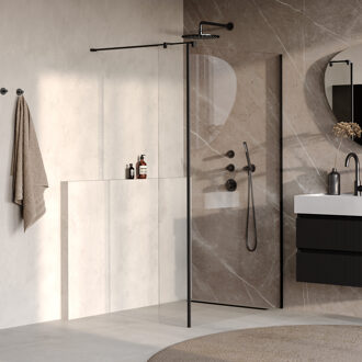 Brauer Oblivion inloopdouche helder glas 120x200 met zijwand 40 incl. glascoating mat zwart
