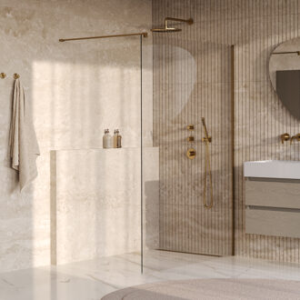 Brauer Oblivion inloopdouche helder glas 140x200 incl. glascoating PVD goud geborsteld