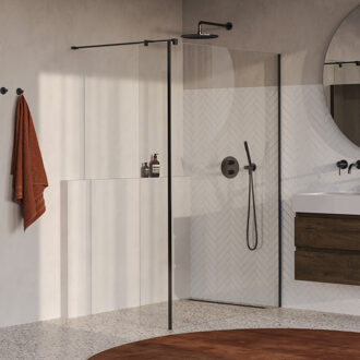 Brauer Oblivion inloopdouche helder glas 140x200 met zijwand 30 incl. glascoating PVD gunmetal geborsteld